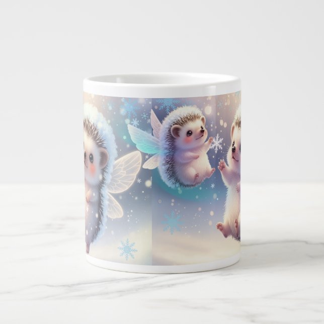 Taza De Café Gigante Winter Fairy Hedgehogs Mug – Cute Snowflake  (Frente)