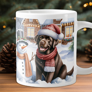 Taza De Café Gigante Winter Labrador Recuperador Perro Cachorro Snowman