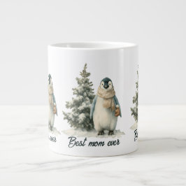 Taza De Café Gigante Winter Penguin “Best Mom Ever” Design