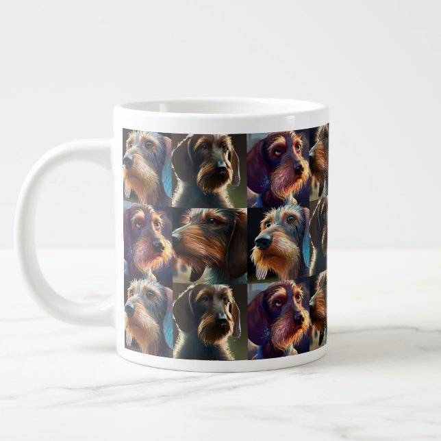 Taza De Café Gigante Wirehair Dachshund Café gigante Mug (Izquierda)