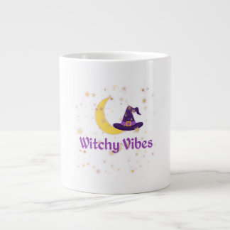 Taza De Café Gigante Witchy Vibes Moon y Gorra