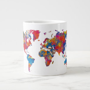 Taza De Café Gigante World map in watercolor