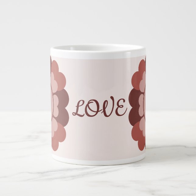Taza De Café Gigante Wreath de los corazones (Frente)