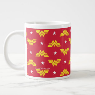 Taza De Café Gigante WW84  Logo De La Mujer Maravilla Roja Y Patrón De