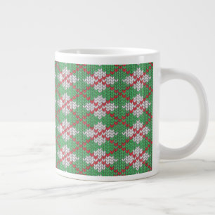 Taza De Café Gigante XMAS ARGYLE KNIT Big White Mug