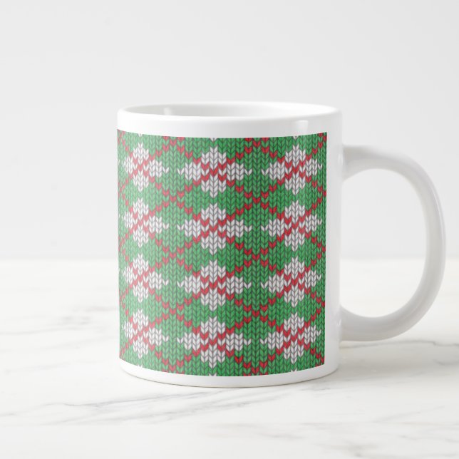 Taza De Café Gigante XMAS ARGYLE KNIT Big White Mug (Derecha)