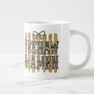 Taza De Café Gigante Yeehaw Amén Vaquera Cristiana del Suroeste 