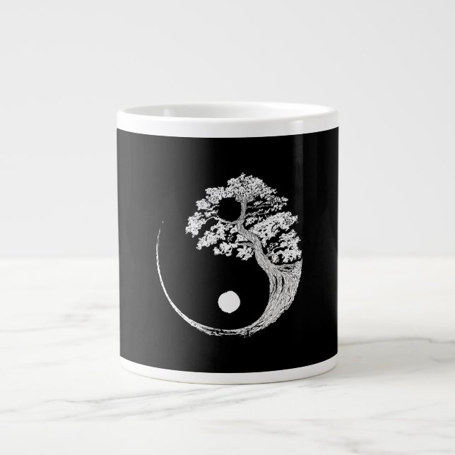 Taza De Café Gigante Yin Yang Bonsai Árbol Budista Japonés Zen (Frente)