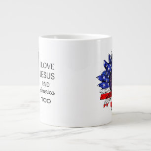 Taza De Café Gigante Yo amo a Jesús y a Estados Unidos también