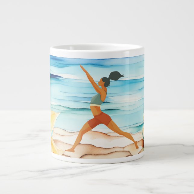 Taza De Café Gigante Yoga Position by the beach  (Frente)