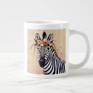 Taza De Café Gigante Zebra Klimt  Adornadas En Flores