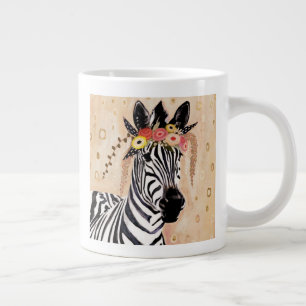 Taza De Café Gigante Zebra Klimt  Corona De Flores