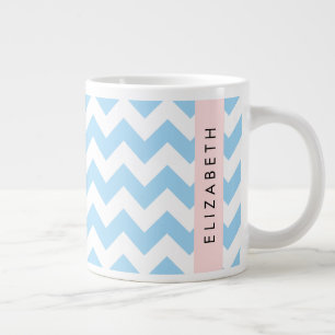 Taza De Café Gigante Zigzag Azul, Chevron Azul, Patrón De Ondas, Su Nom