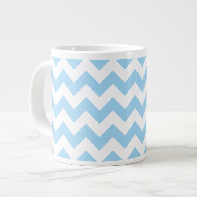 Taza De Café Gigante Zigzag Azul, Chevron Azul, Patrón Geométrico (Izquierda)