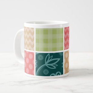 Taza De Café Gigante Zigzag, Chevron, Gingham, Puertos Polka, Patchwork
