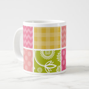Taza De Café Gigante Zigzag, Chevron, Polka Dots, Gingham, Patchwork