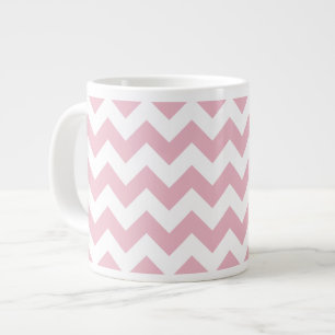 Taza De Café Gigante Zigzag rosa, Chevron rosado, patrón geométrico