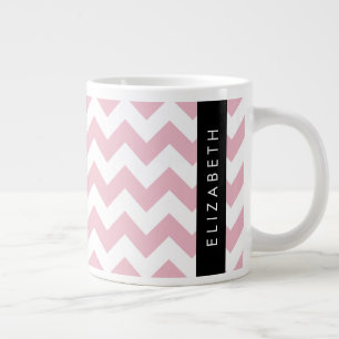 Taza De Café Gigante Zigzag Rosado, Chevron Rosa, Patrón De Ondas, Su N