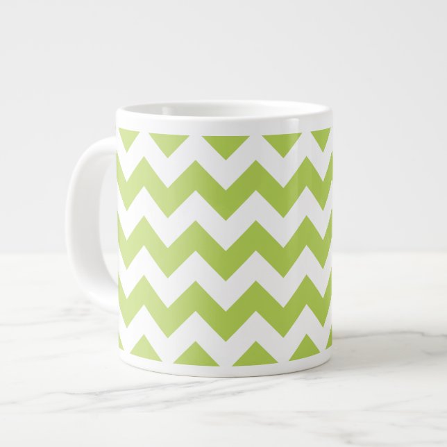 Taza De Café Gigante Zigzag verde, Chevron verde, patrón geométrico (Izquierda)