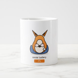 Taza De Café Gigante Zorro introvertido divertido con batería social al