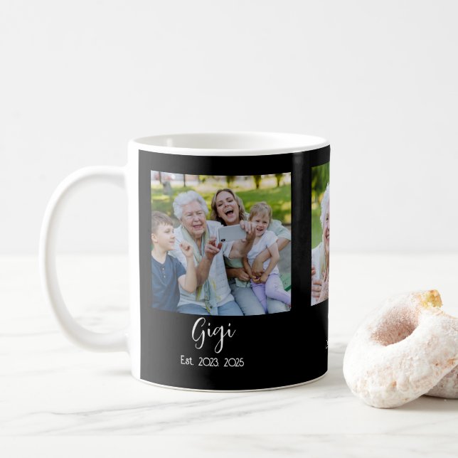 Taza De Café Gigi Script Establecido Negro 3 Foto (Con donut)
