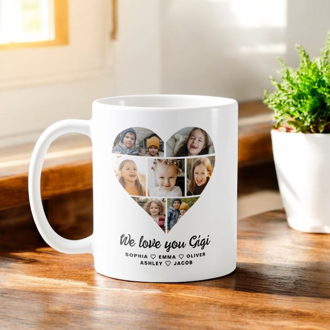 Taza De Café Gigi We Love you Heart Modern Collage de fotos (Subido por el creador)