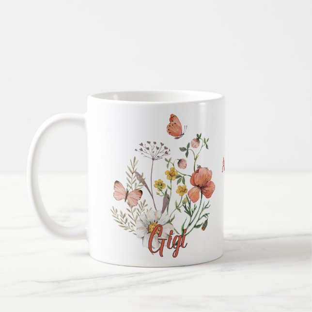 Taza De Café Gigi Wildflower Floral Personalizado personalizado (Izquierda)