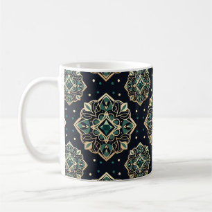 Taza De Café Gilded Emerald Mandala