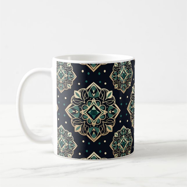 Taza De Café Gilded Emerald Mandala (Izquierda)