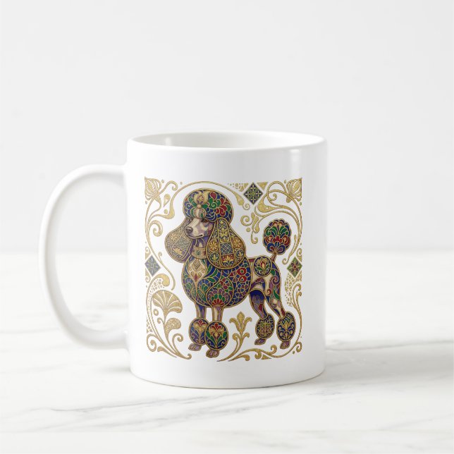 Taza De Café Gilded Splashes: Viennese Secession Poodle (Izquierda)