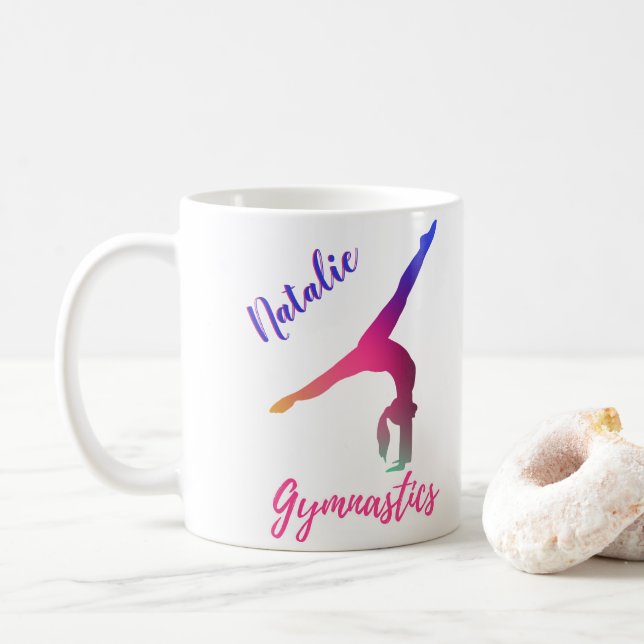 Taza De Café Gimnasia - Kickover Púrpura Rosa Personalizado (Con donut)