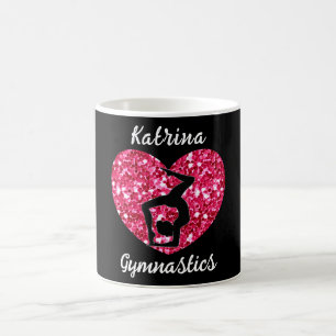 Taza De Café Gimnasia Negra y Rosa Caliente Personalizada