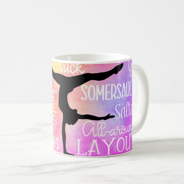 Taza De Café Gimnasia Palabras Arcoiris Ombre (Anverso derecho)