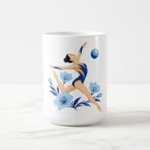 Gimnasta azul con flores