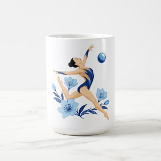 Taza De Café Gimnasta azul con flores