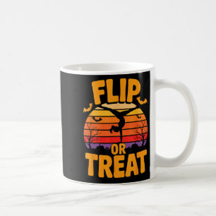 Taza De Café Gimnasta Retro de Halloween Flip o Treat Gimnasta