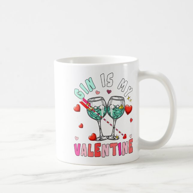 Taza De Café Gin Is My Valentine Hearts Matching Drinker Family (Derecha)