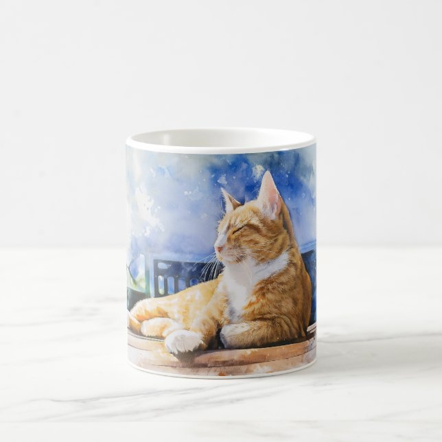Taza De Café Ginger Cat Relaxing Classic Mug (Centro)