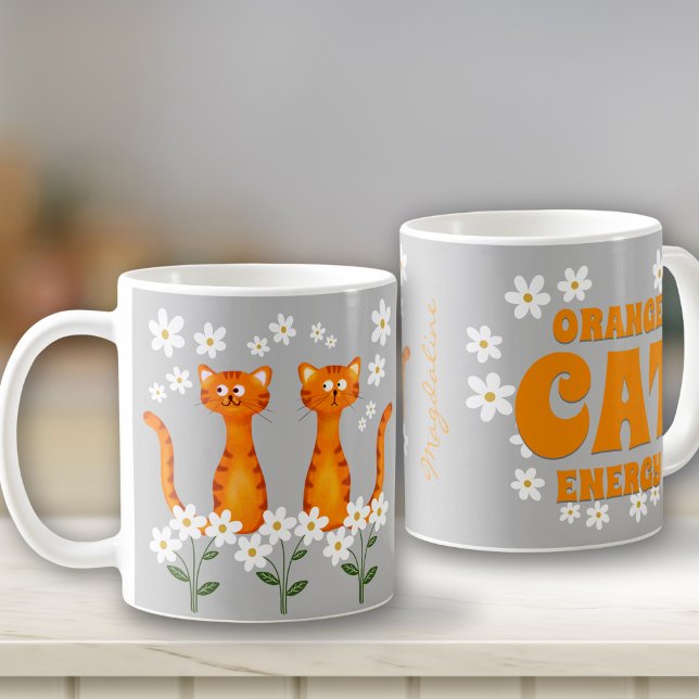 Taza De Café Ginger Floral Name Naranja Cat Energy (Subido por el creador)
