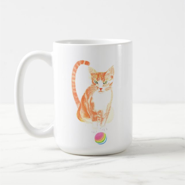 Taza De Café Ginger Tabby Y Ball Coffee Mug (Izquierda)