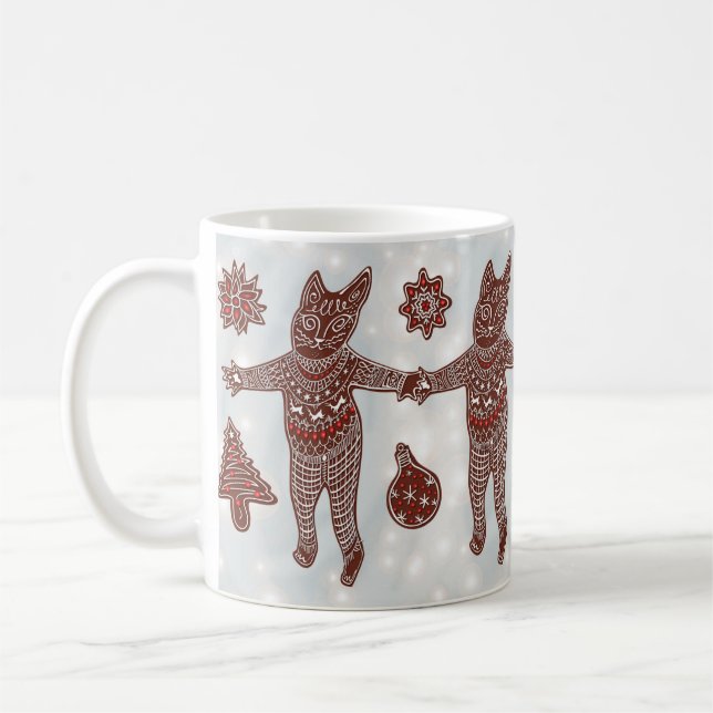 Taza De Café Gingerbread Cat &  Cookies, Christmas 2025 Mug (Izquierda)