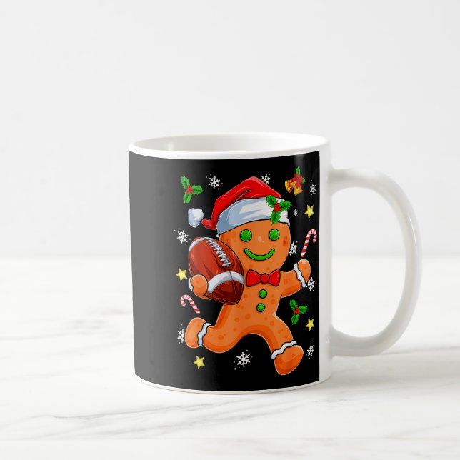 Taza De Café Gingerbread Cookie Playing Football Merry Christma (Derecha)
