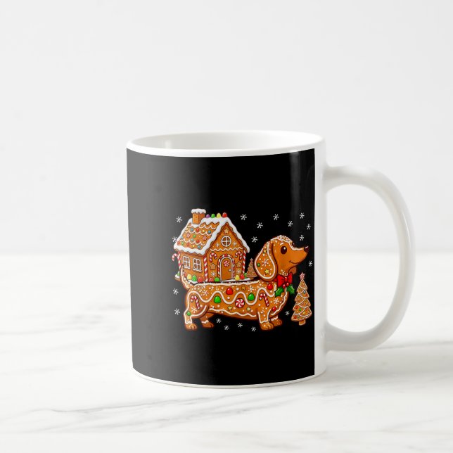 Taza De Café Gingerbread Dachshund Christmas Tree House Cookie  (Derecha)
