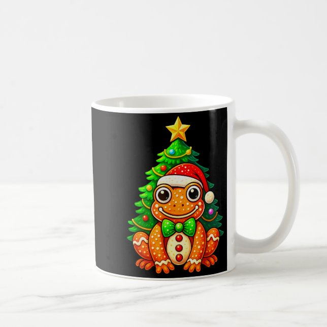 Taza De Café Gingerbread Frog Wearing Santa Hat Christmas Tree  (Derecha)