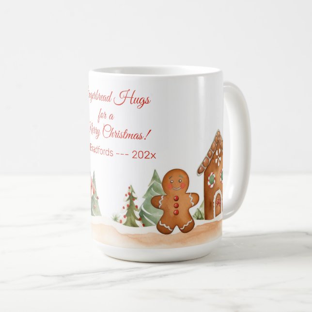 Taza De Café Gingerbread Hugs Merry Christmas Mug (Anverso derecho)