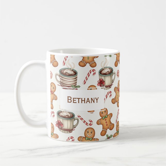 Taza De Café Gingerbread man cookie Hot Chocolate Holiday gift  (Izquierda)