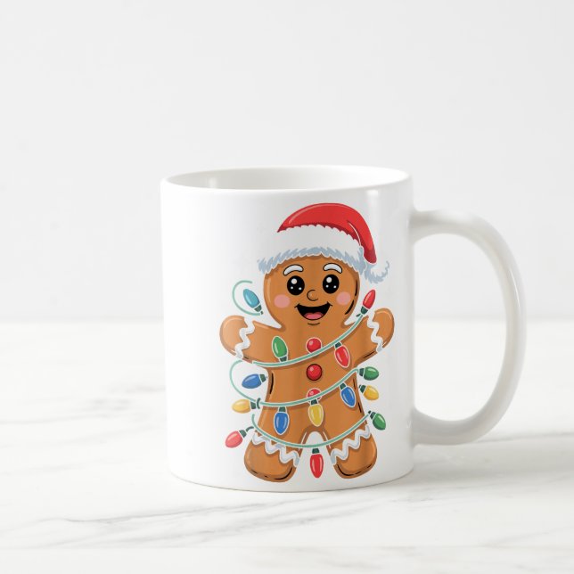 Taza De Café Gingerbread Man Tangled Christmas Lights  (Derecha)