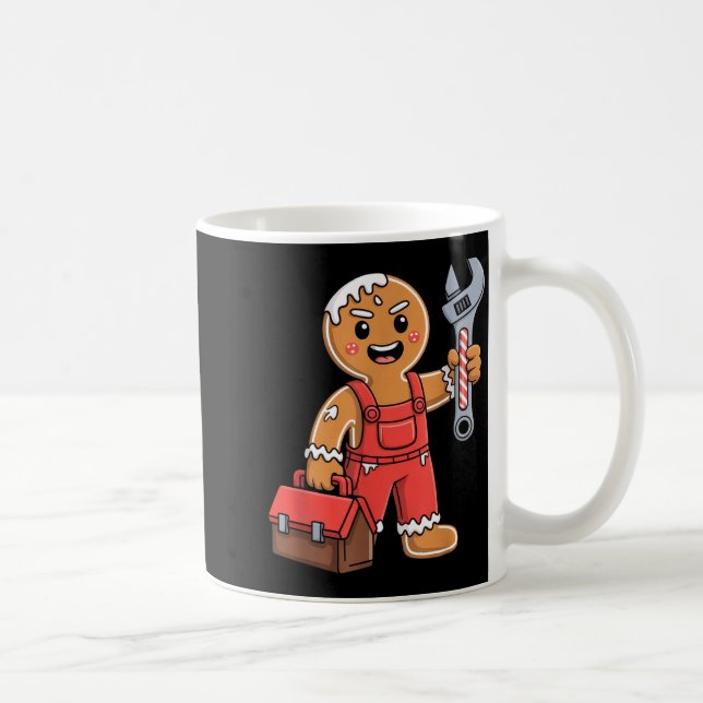 Taza De Café Gingerbread Mechanic Handyman Fixer Worker Christm (Derecha)