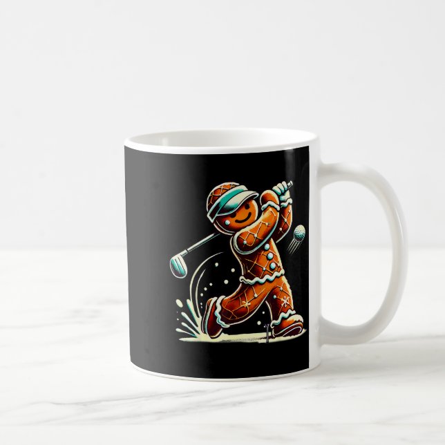 Taza De Café Gingerbread Playing Golf Ball Christmas Golf Lover (Derecha)