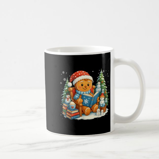 Taza De Café Gingerbread Reading Book Lovers Christmas Bookworm (Derecha)